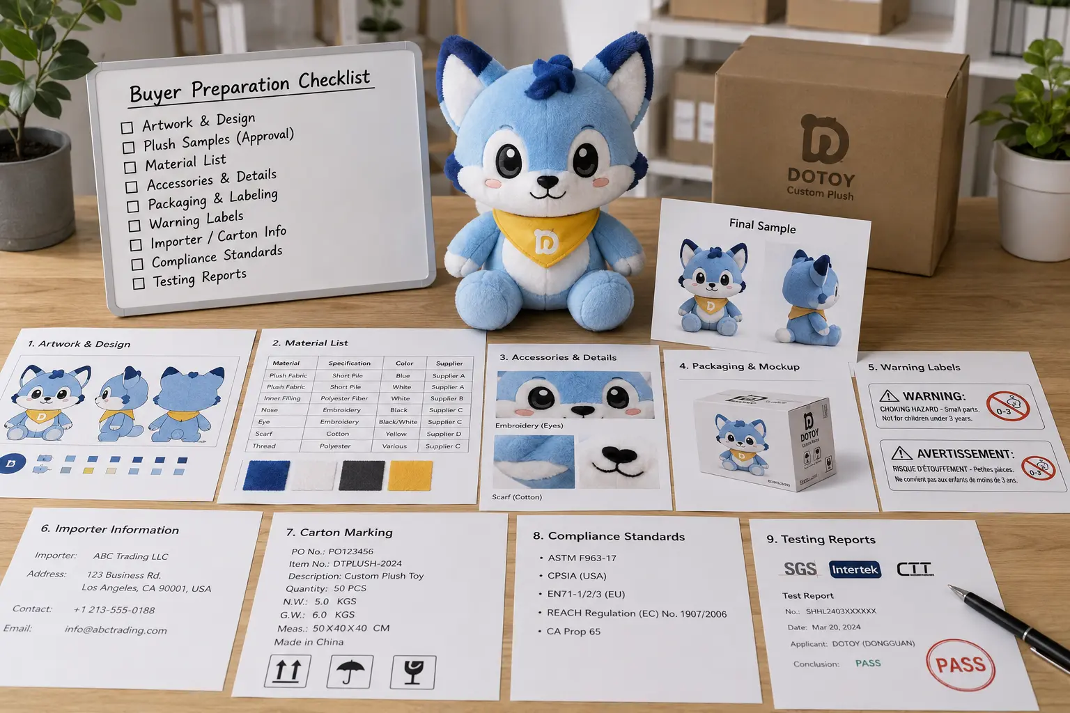 Custom plush compliance documents buyers may need