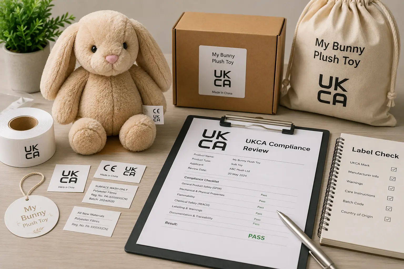 UKCA compliance document review for plush toys