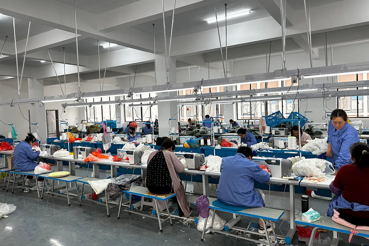 Plush toy sewing line workshop prepared for larger production schedules