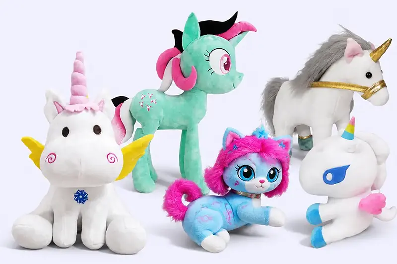 Unicorn and animal plush samples