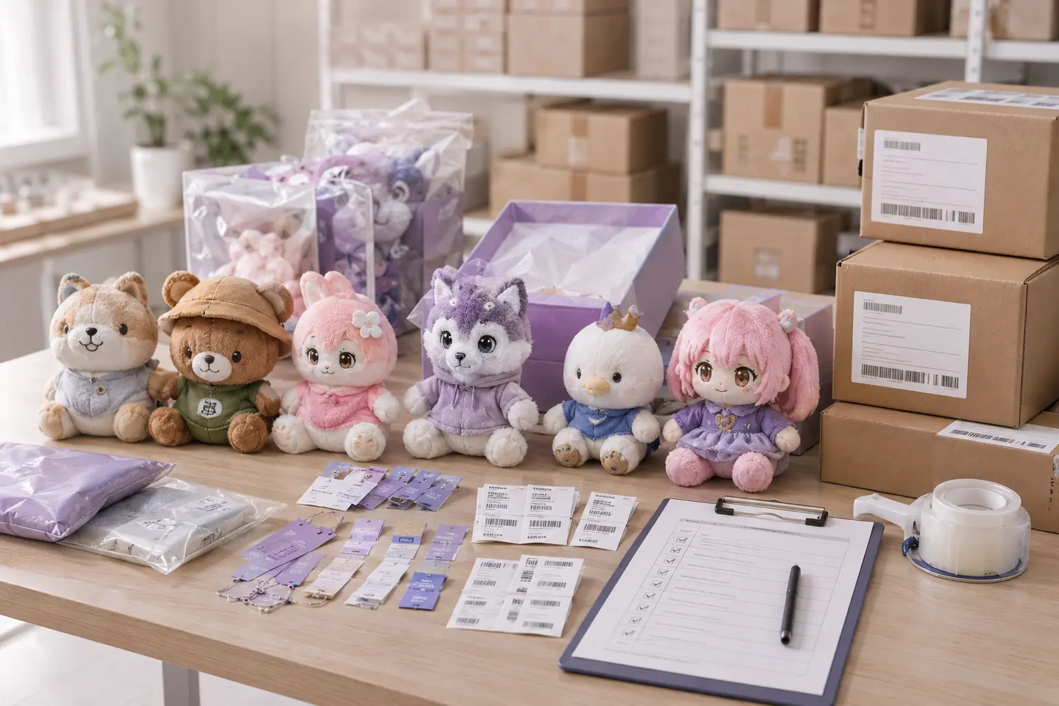 Custom plush shipping checklist with carton labels warehouse and Amazon requirements