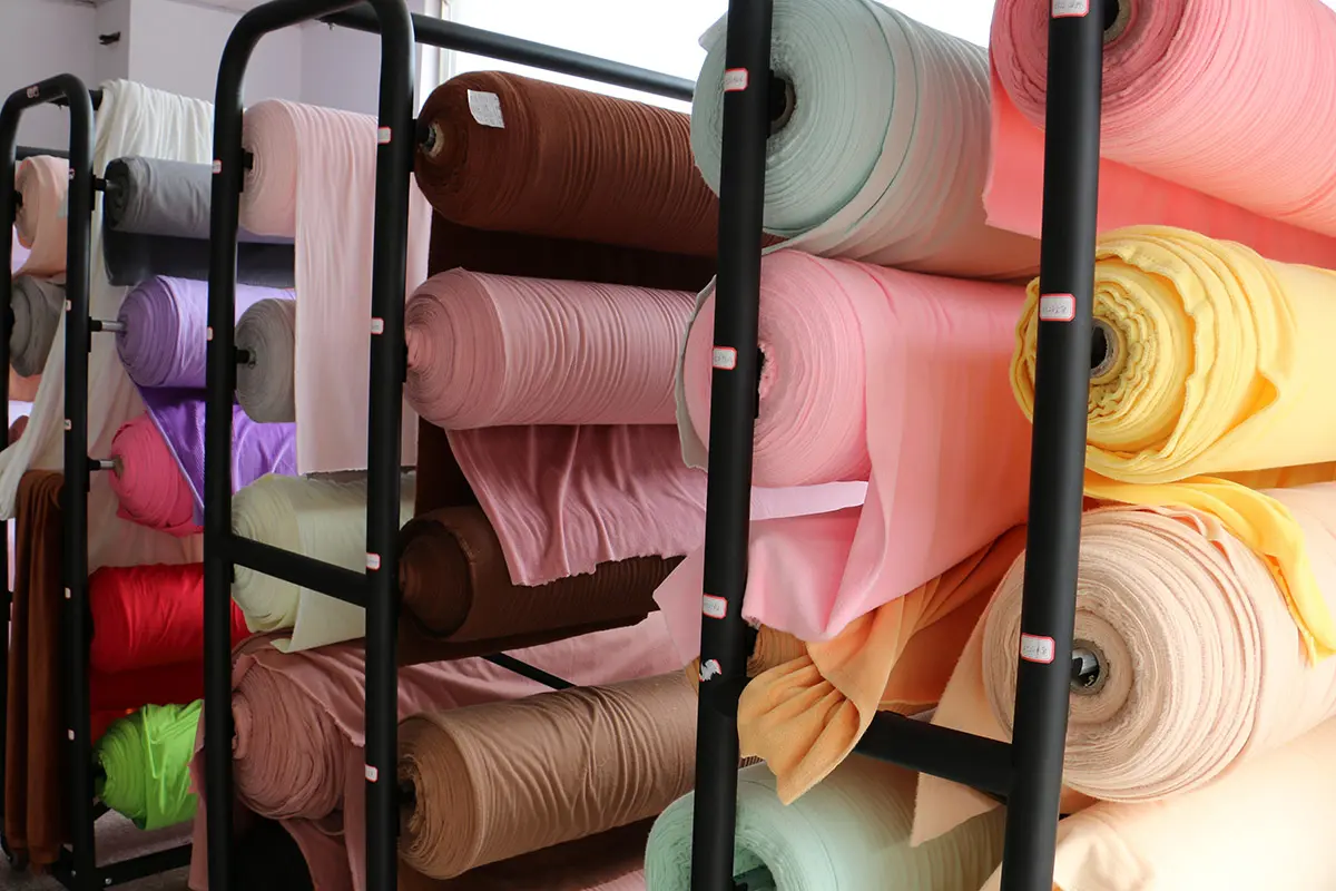 Color fabric rolls prepared for custom plush sampling and material selection