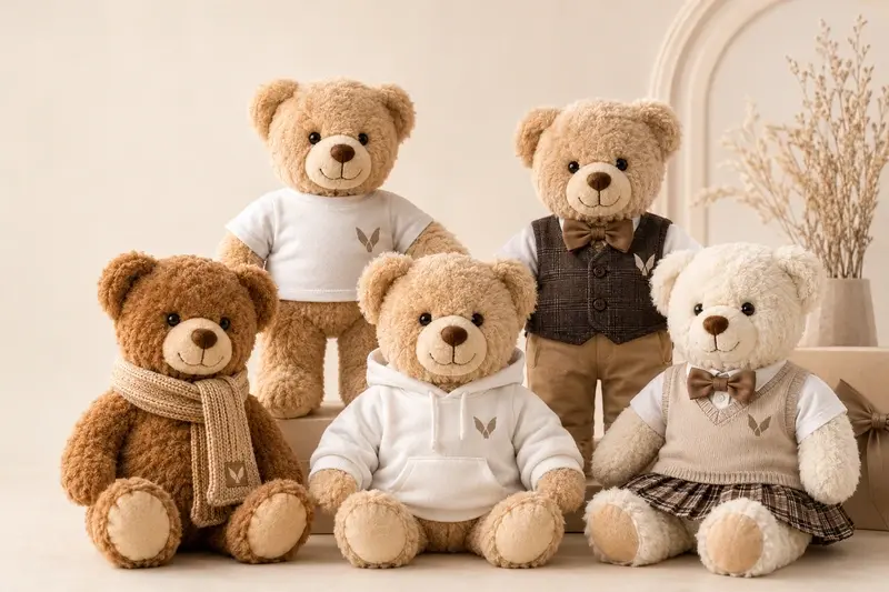 Custom teddy bear clothing and accessory options