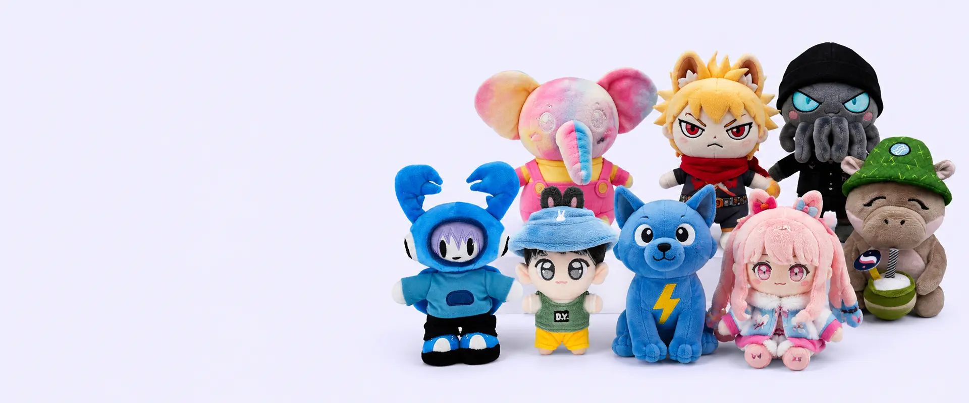 Custom plush products including stuffed animals teddy bears mascot plush keychains bags anime plush and pillows